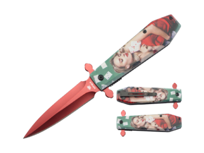 8" Xtreme Casino girl Pocket knife