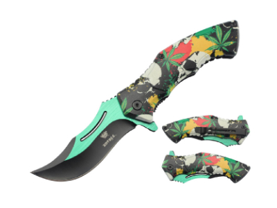 8.07" Xtreme Skull with Weed Pocket knife
