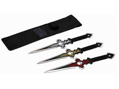 SkullStrike Throwing Knife Set – 3PC Black (w/ Sheath)