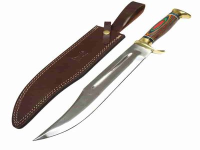 Bone Edge 18″ Hunting Bowie Knife Multi Color  Wood Handle & Brass Work Hand Crafted